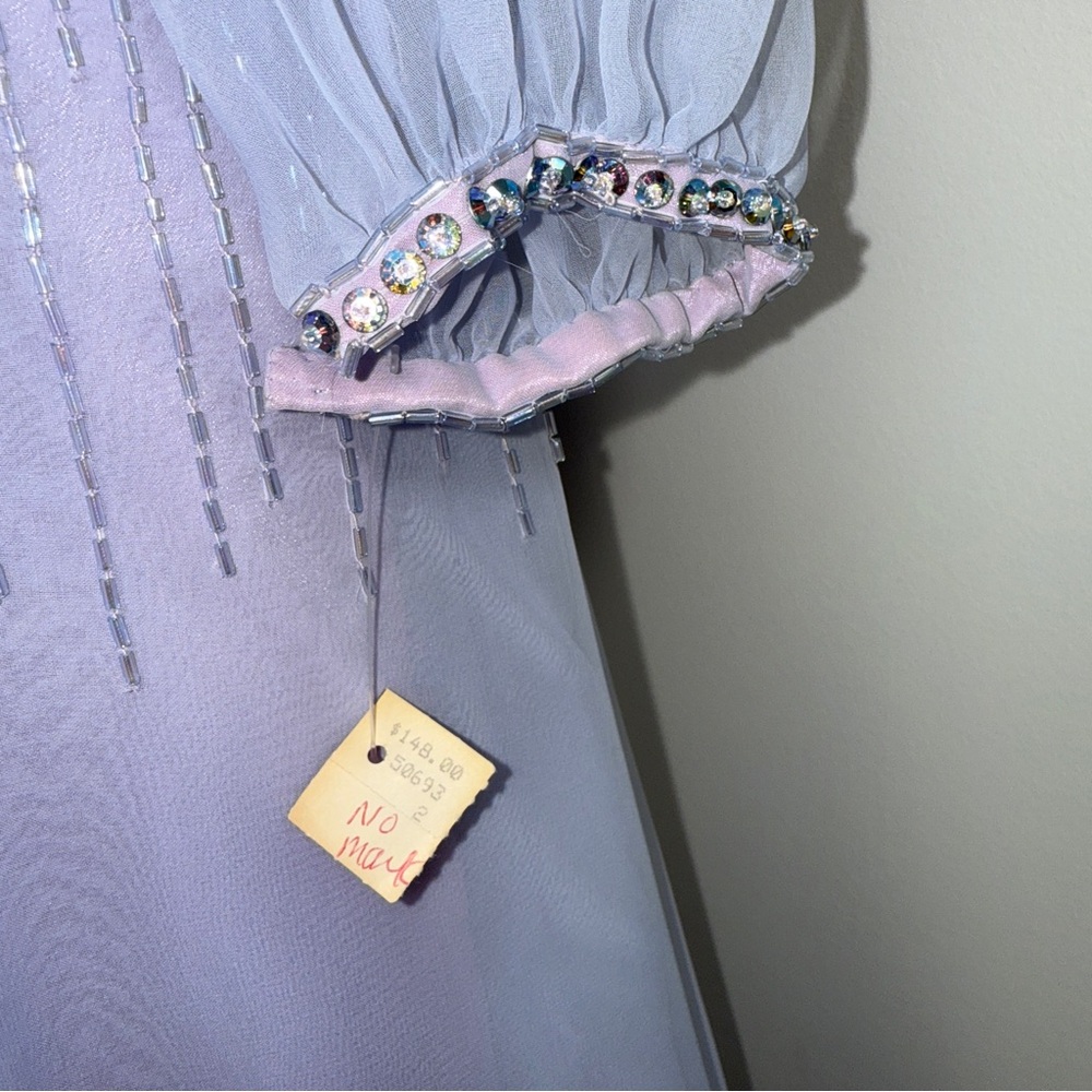 RARE VINTAGE 1960s VICTORIA ROYAL LTD.  silk organza beaded evening GOWN - Picture 4 of 16